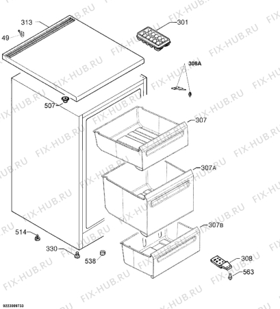 Взрыв-схема холодильника Rex Electrolux RUT10002W - Схема узла Housing 001